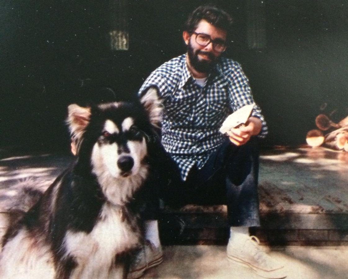 Джордж Лукас і його собака Індіана